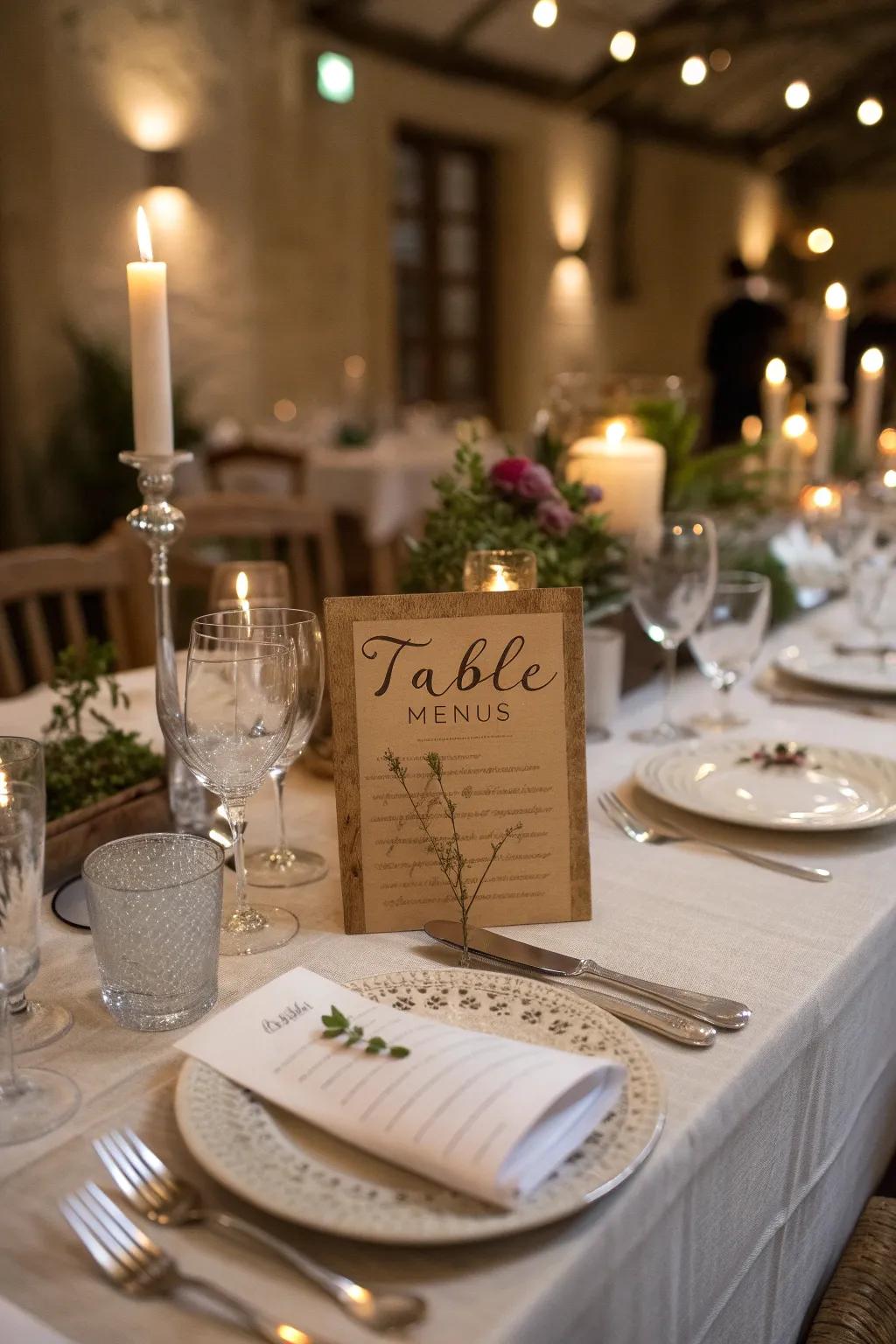 Handwritten menus add a personal and thoughtful touch.
