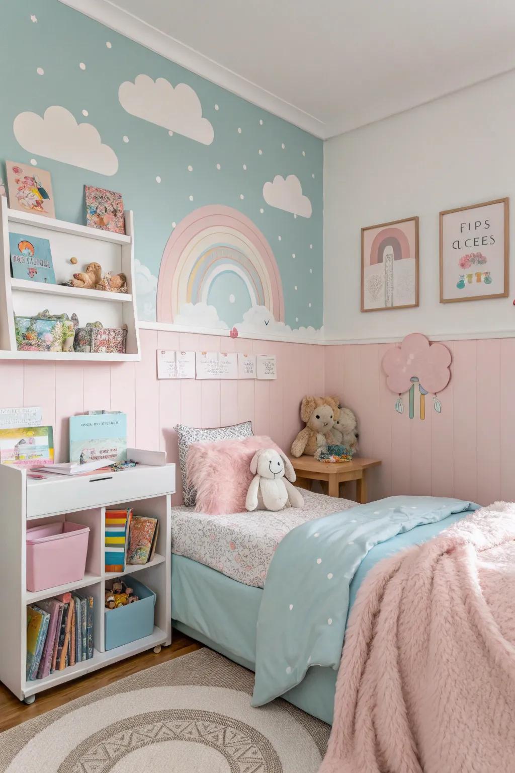 Pastels offer a tranquil and soothing environment.