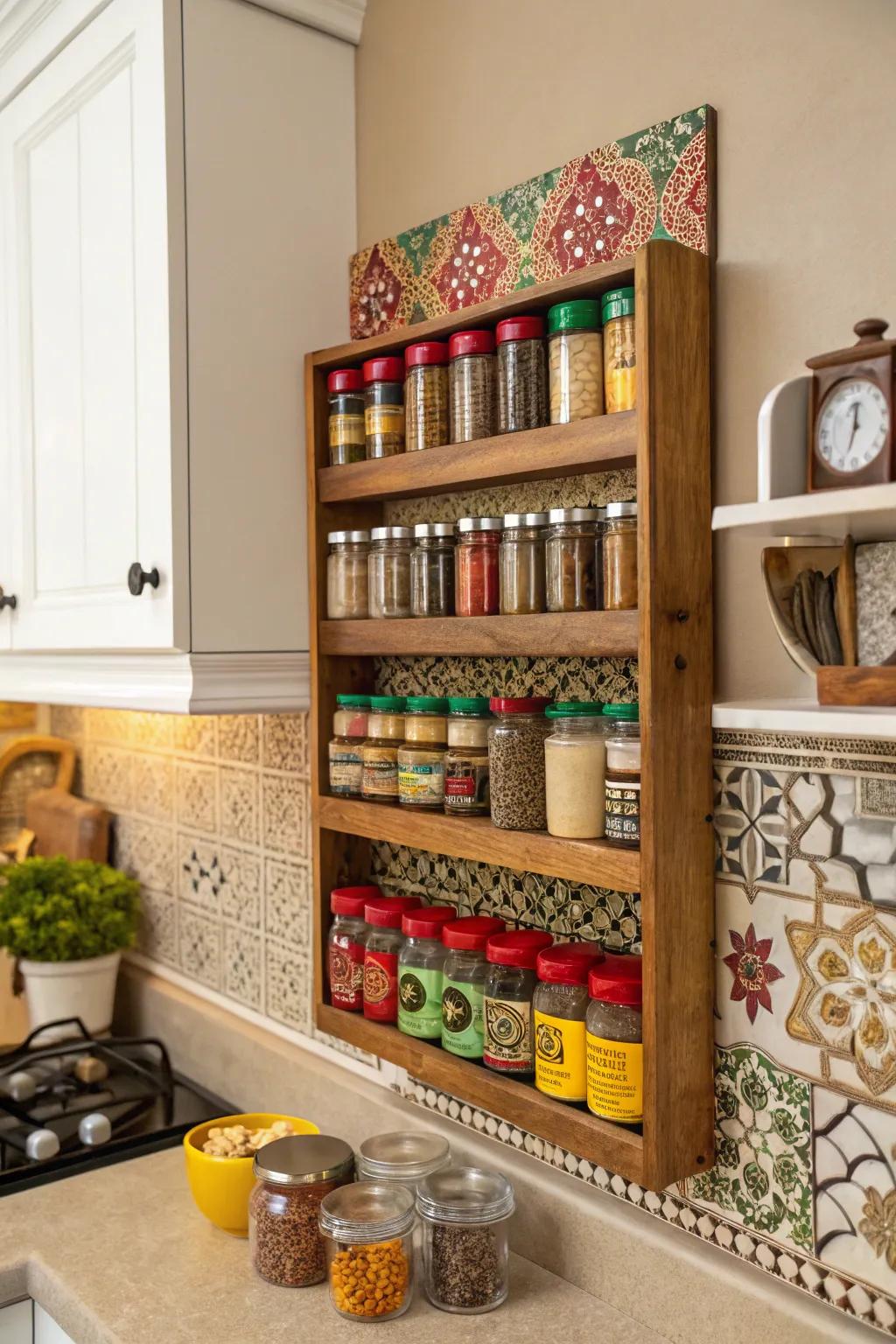 A spice rack that doubles as a stunning kitchen display.