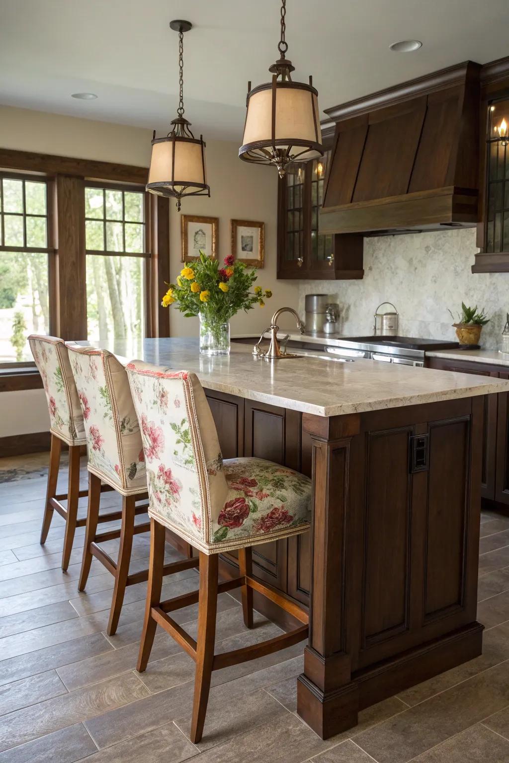 Vintage seating adds character and charm to your kitchen.