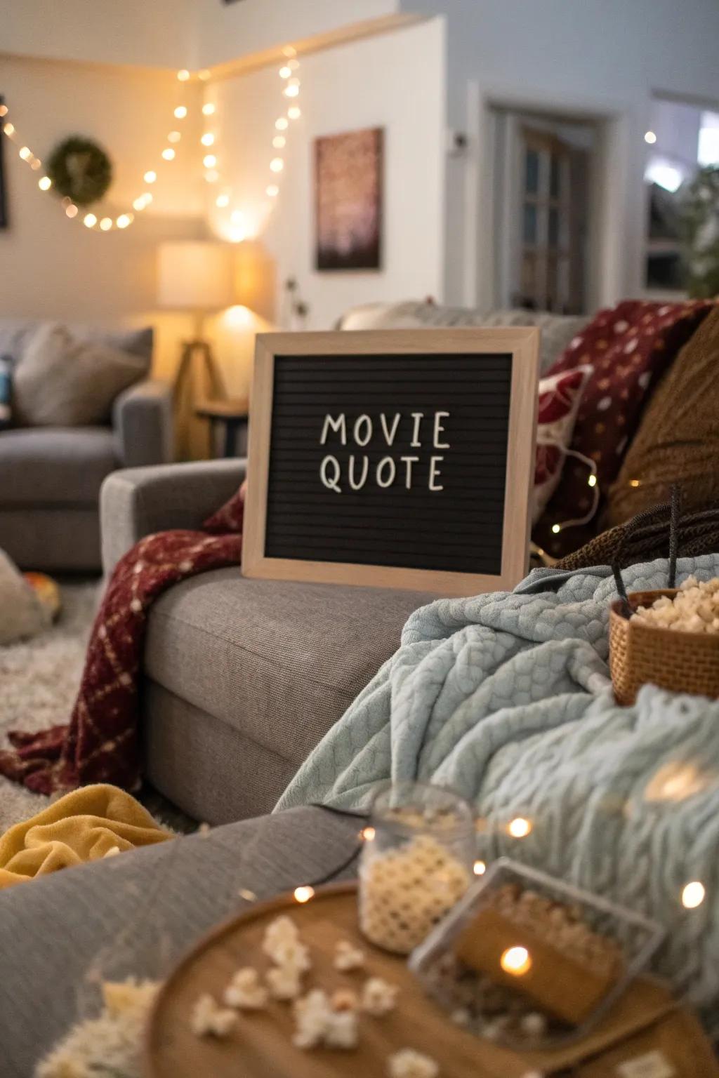 Create a cinema-like atmosphere with movie quotes on your letter board.