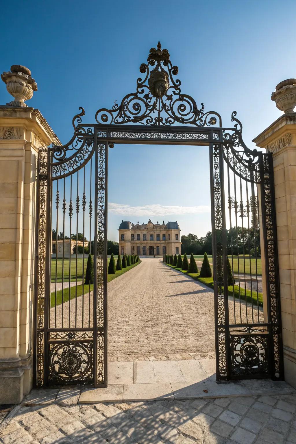 An ornate metal gate that adds a luxurious touch to your entrance.