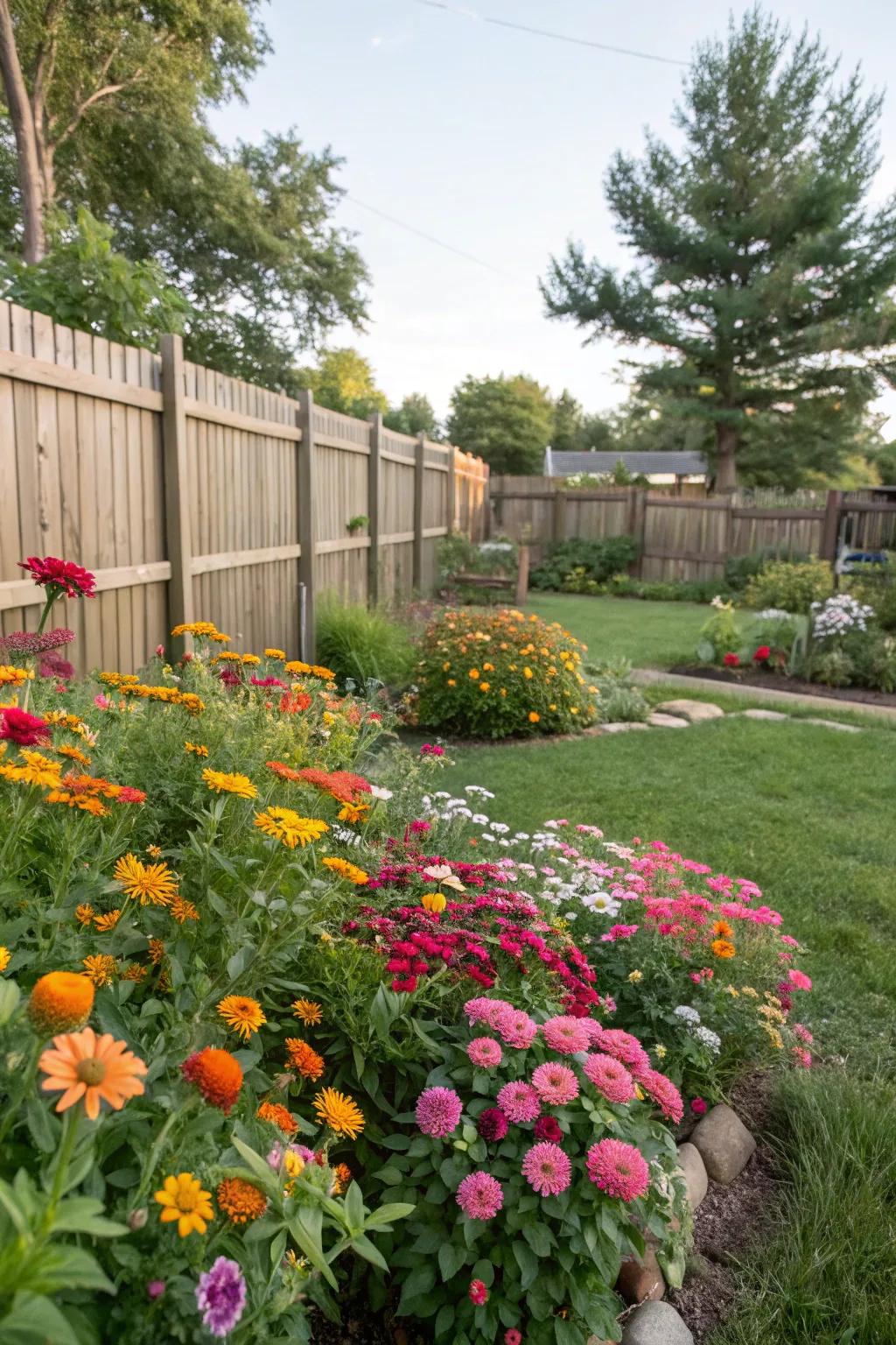 A vibrant flowering perennial garden in full bloom.