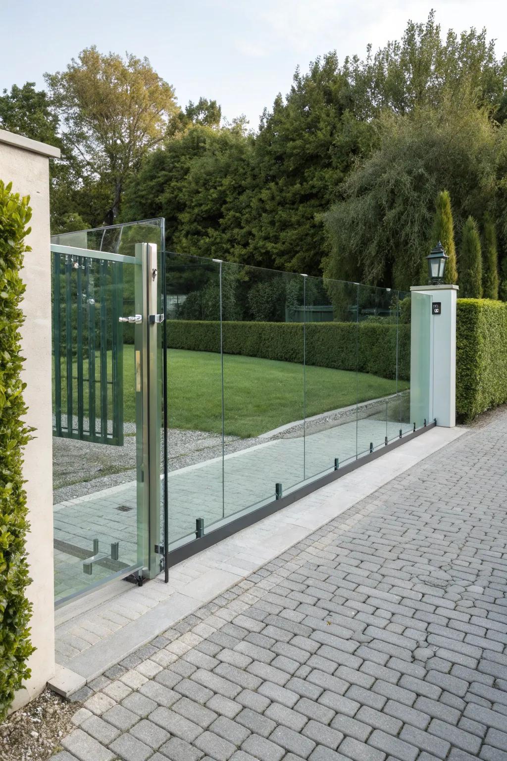 Transparent materials bring an air of openness to modern gates.