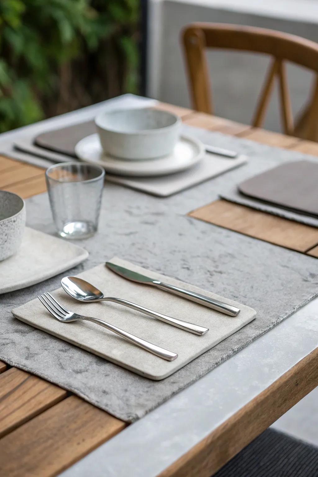 Unexpected materials bring a modern edge to the table.