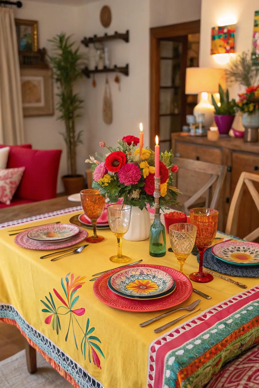 Bold and bright colors transform your dining room into a lively space.