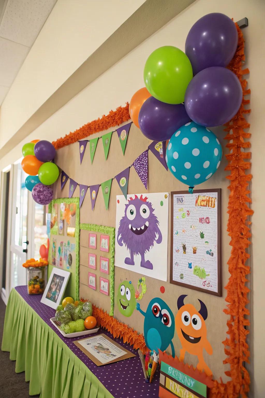A birthday display that uses monsters to celebrate each student’s special day.