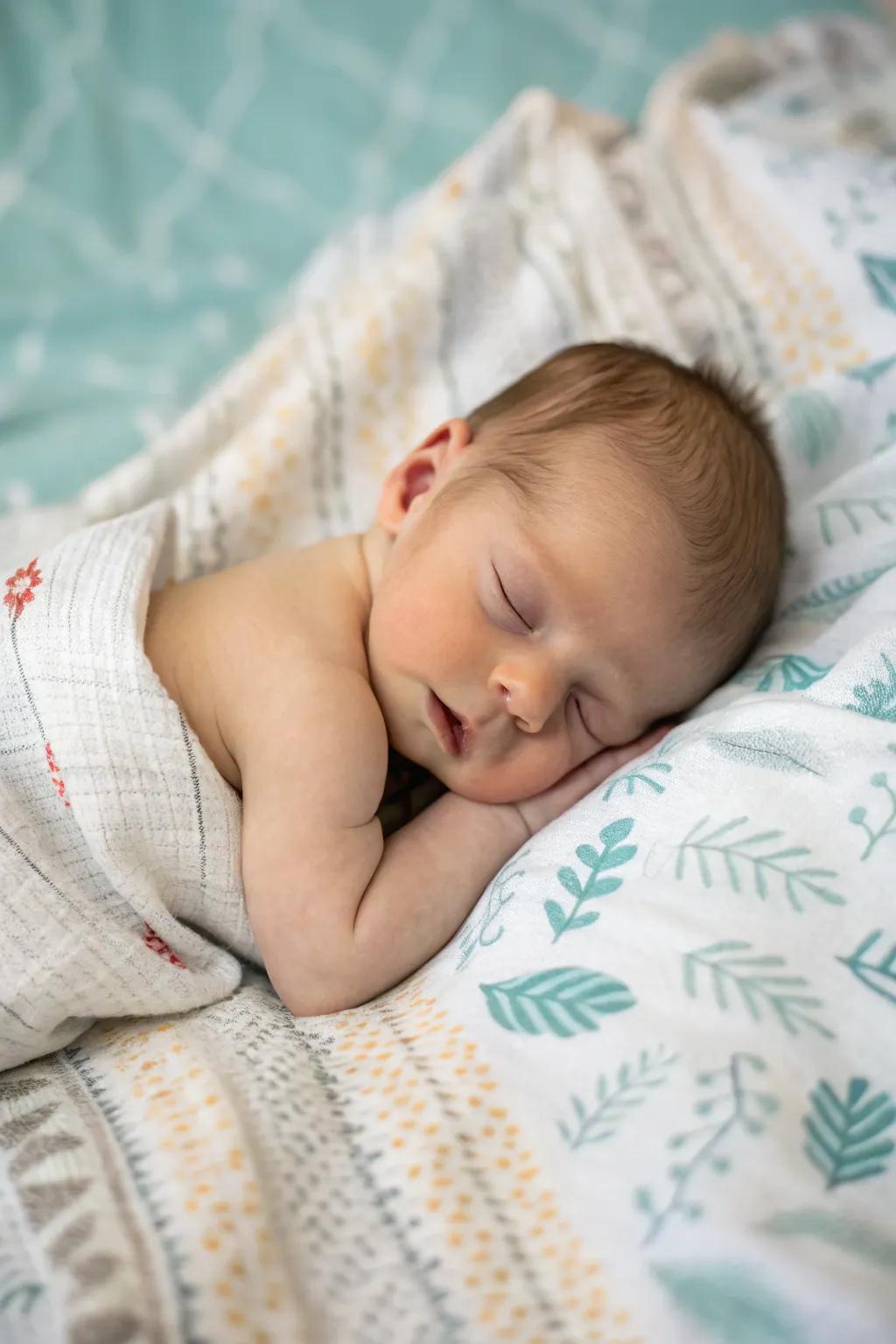 A newborn photo with a textured background adding depth and interest.