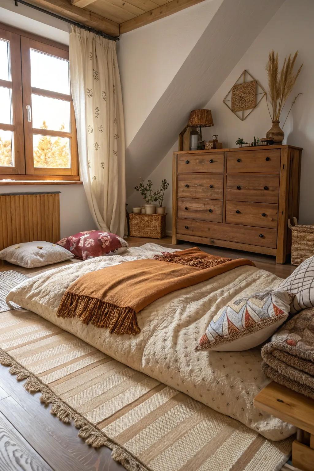 Rustic elements add warmth and charm to your bedroom.