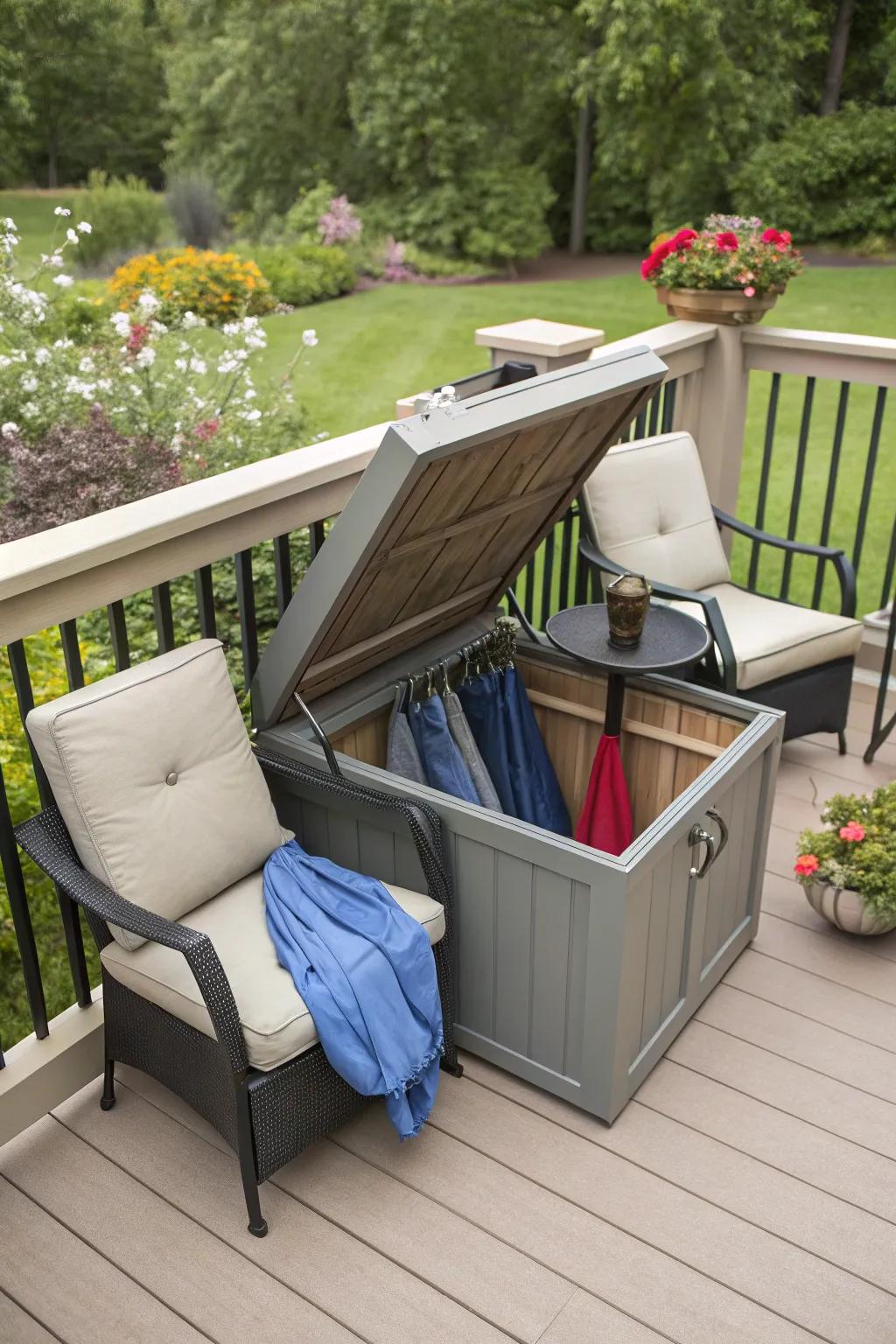 Discreet storage with a hidden deck compartment.