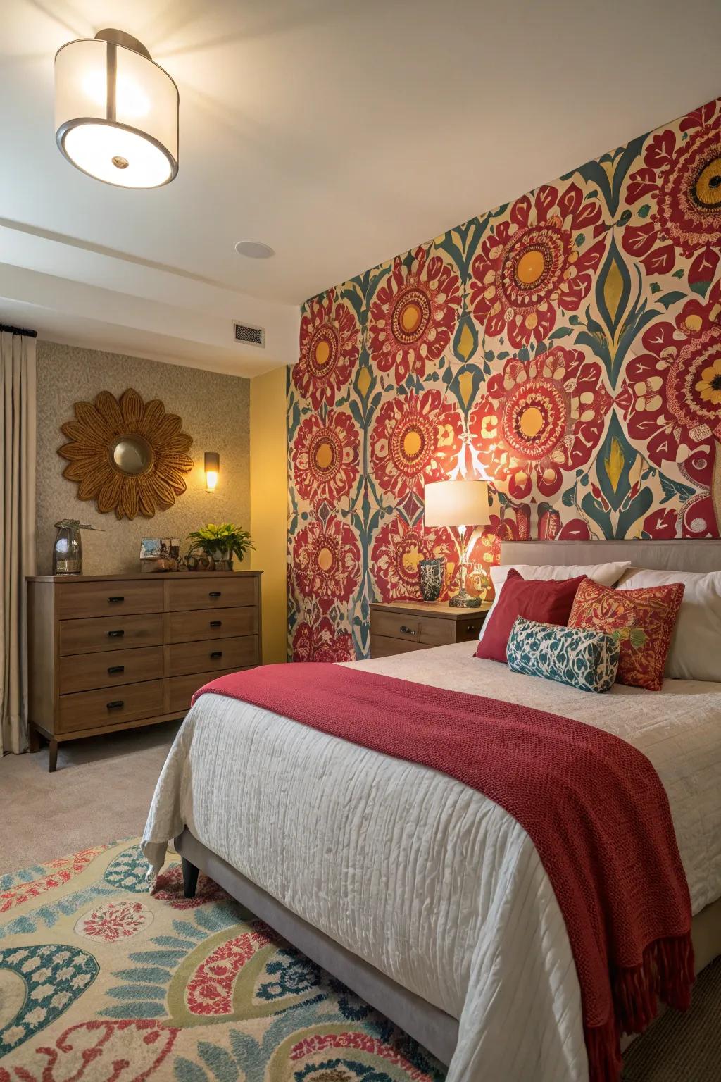 Vibrant wallpapers enliven your bedroom decor.