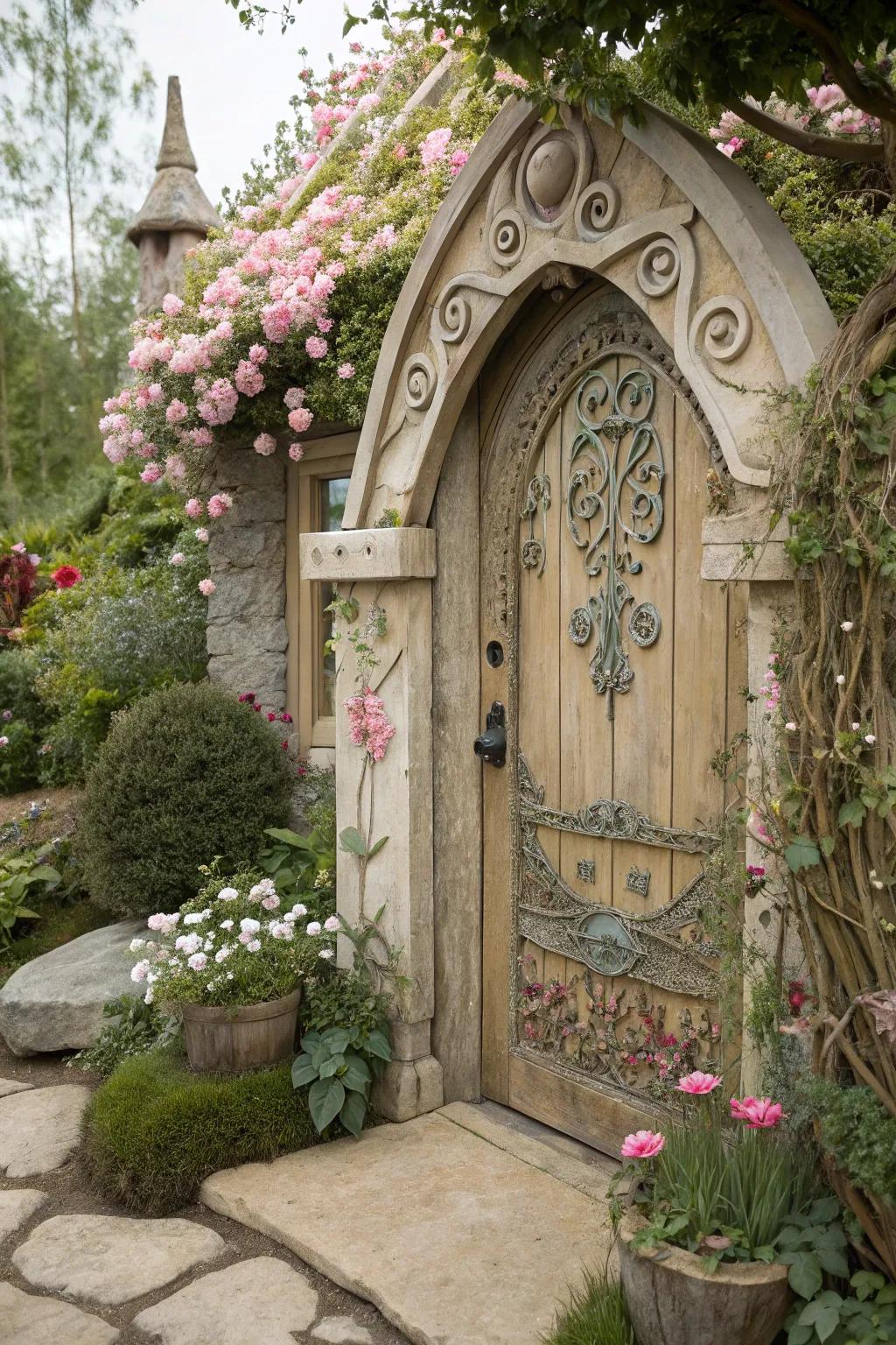 Fairy tale vibes enchant visitors at this magical garden door.