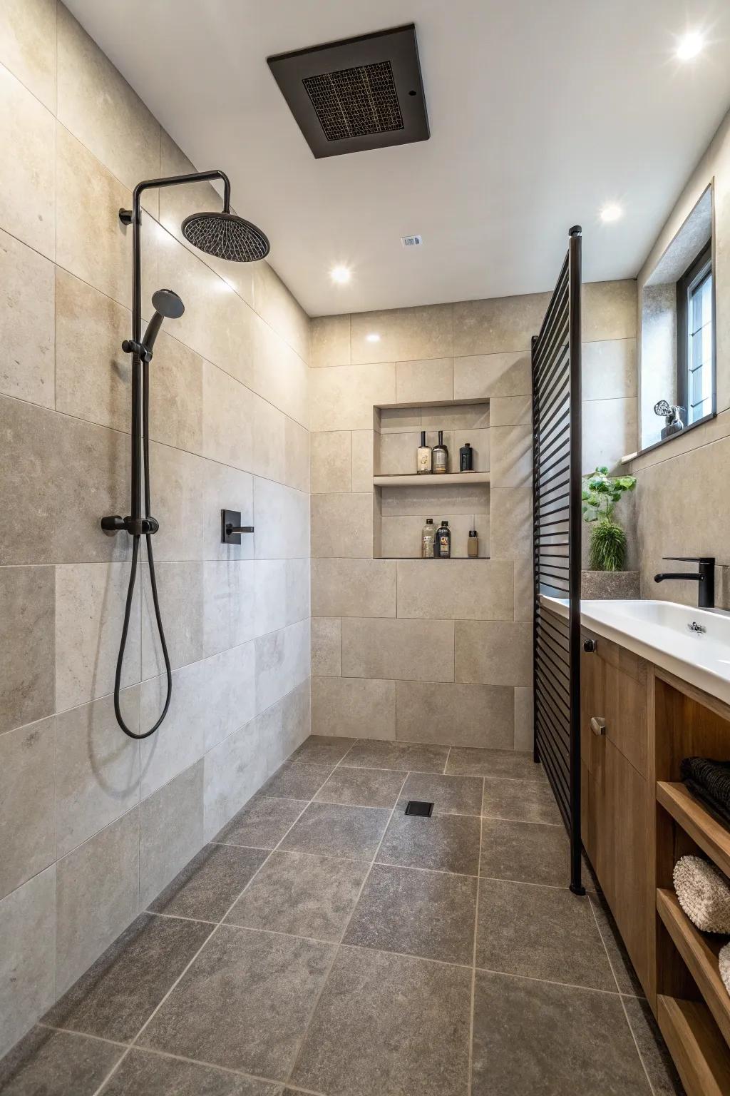 A wet room design offers a versatile and luxurious bathroom experience.