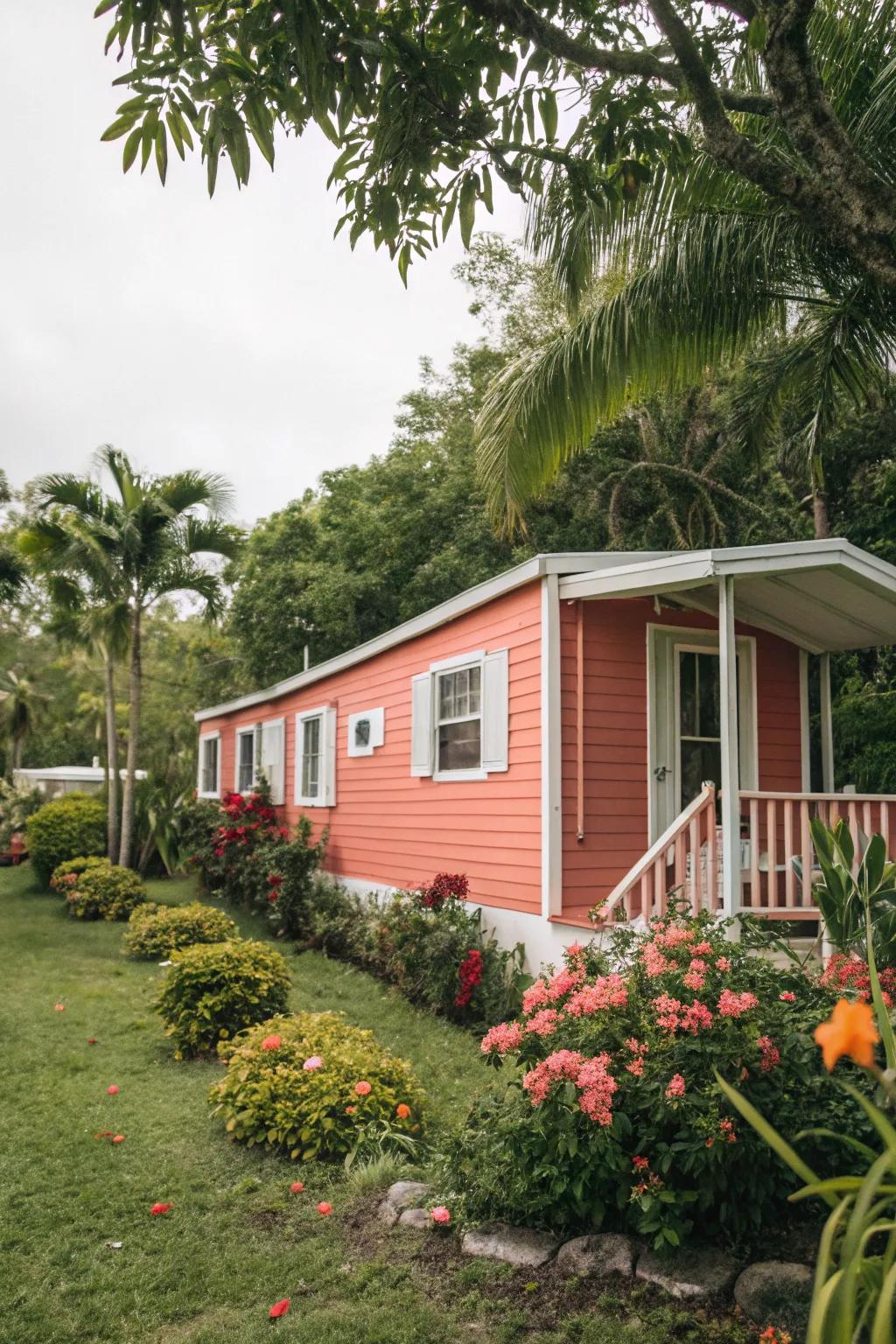 Vibrant coral makes a bold statement with lively energy.