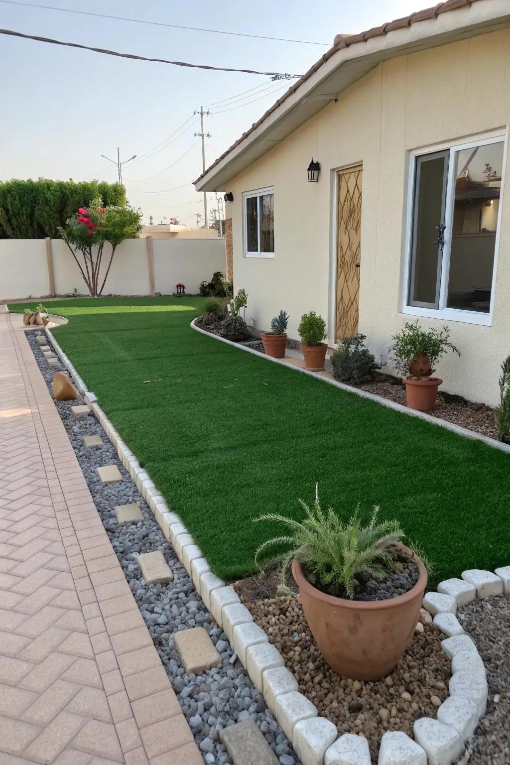 Artificial turf provides a perfect lawn look without the upkeep.