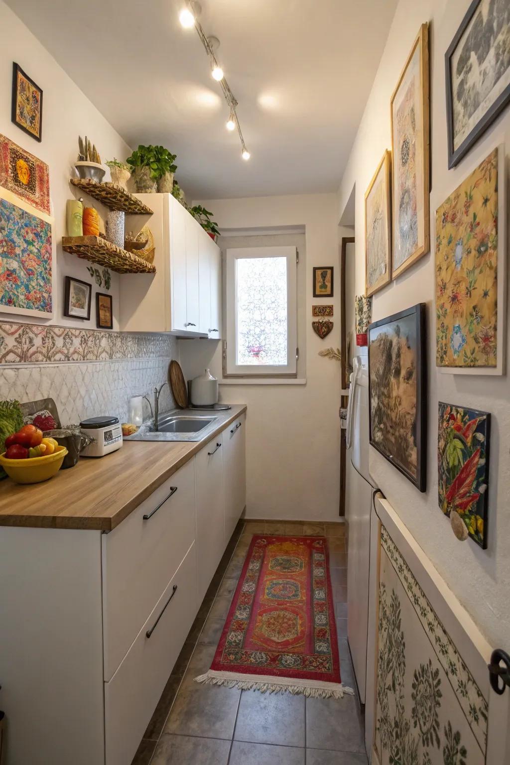 Artwork adds character and interest to your kitchen.