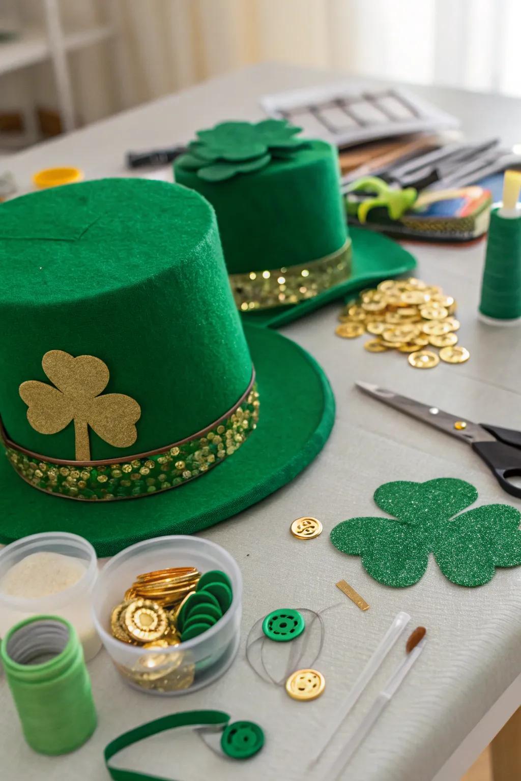 Add a touch of whimsy with a DIY leprechaun hat-making station.