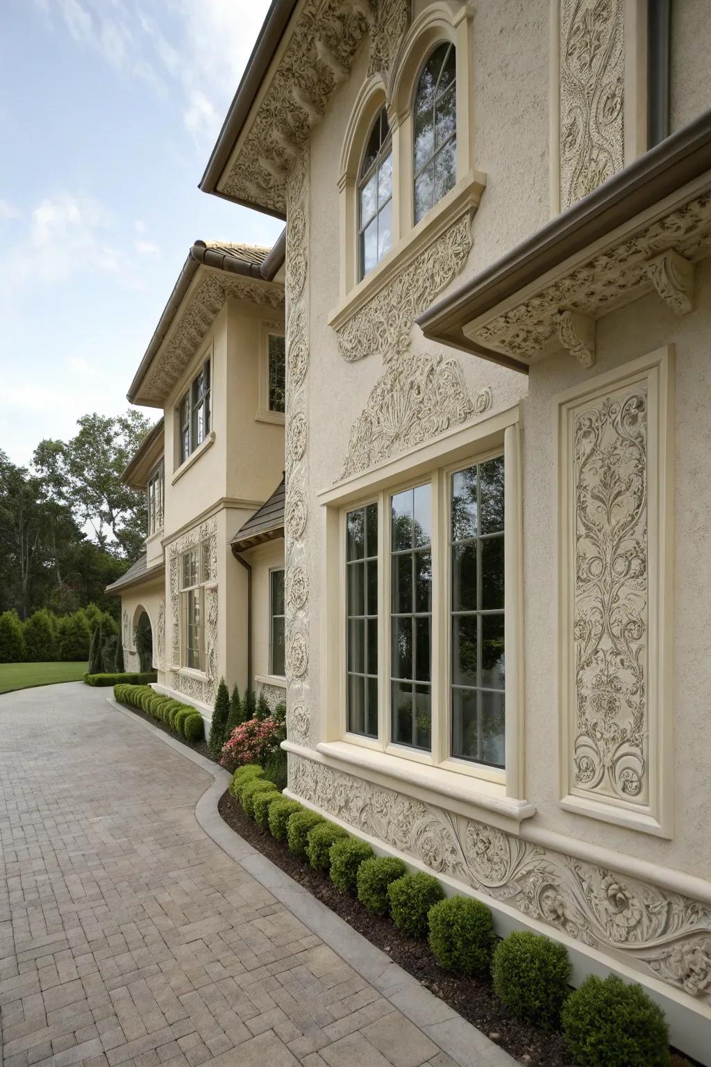 Layered trims introduce complexity and luxury to this elegant home.