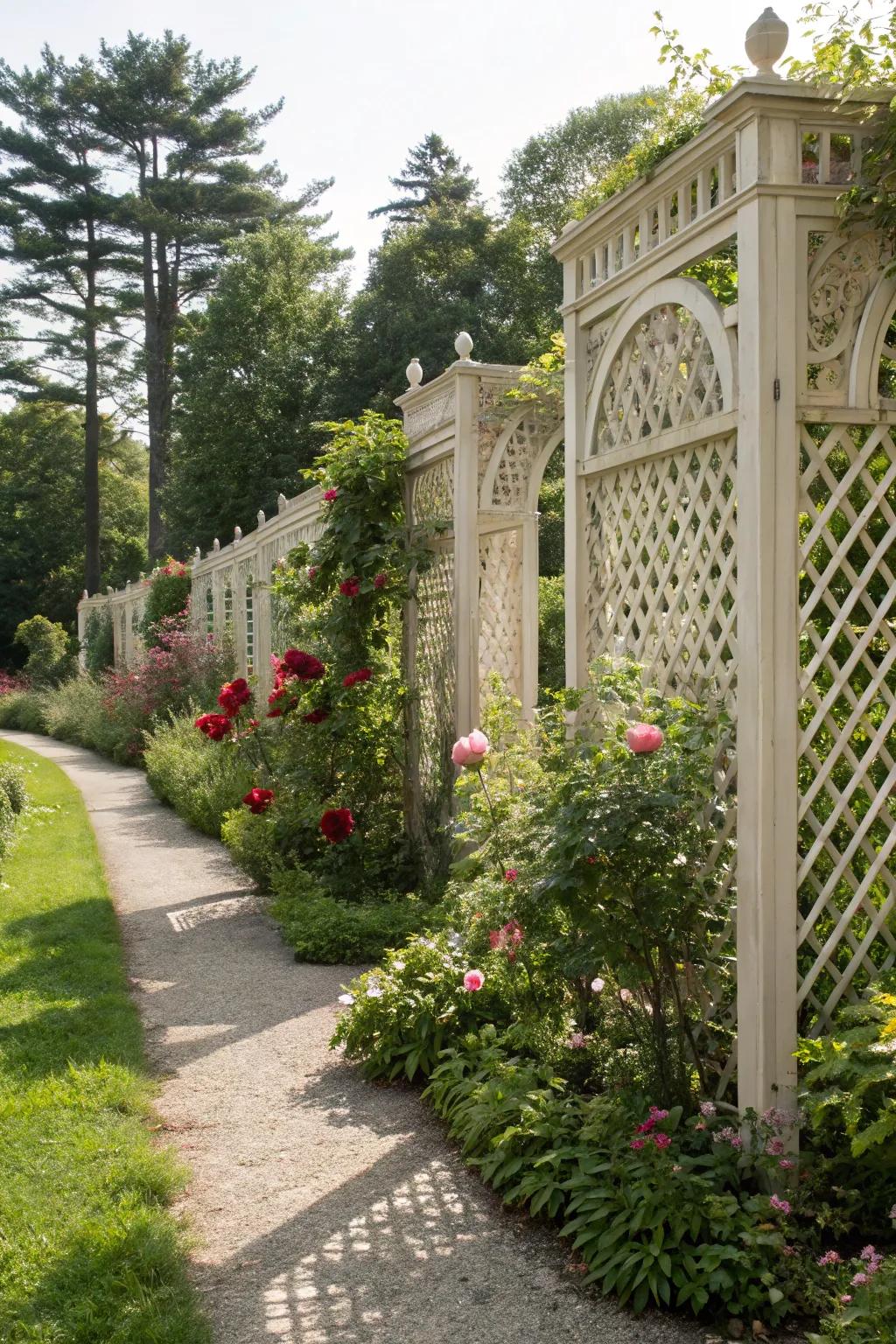 Lattice panels offer a timeless and airy privacy solution.