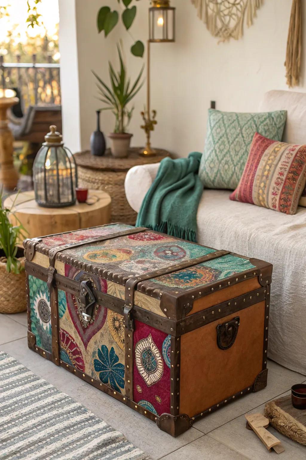 Eclectic patterns bring bohemian flair to your treasure chest.