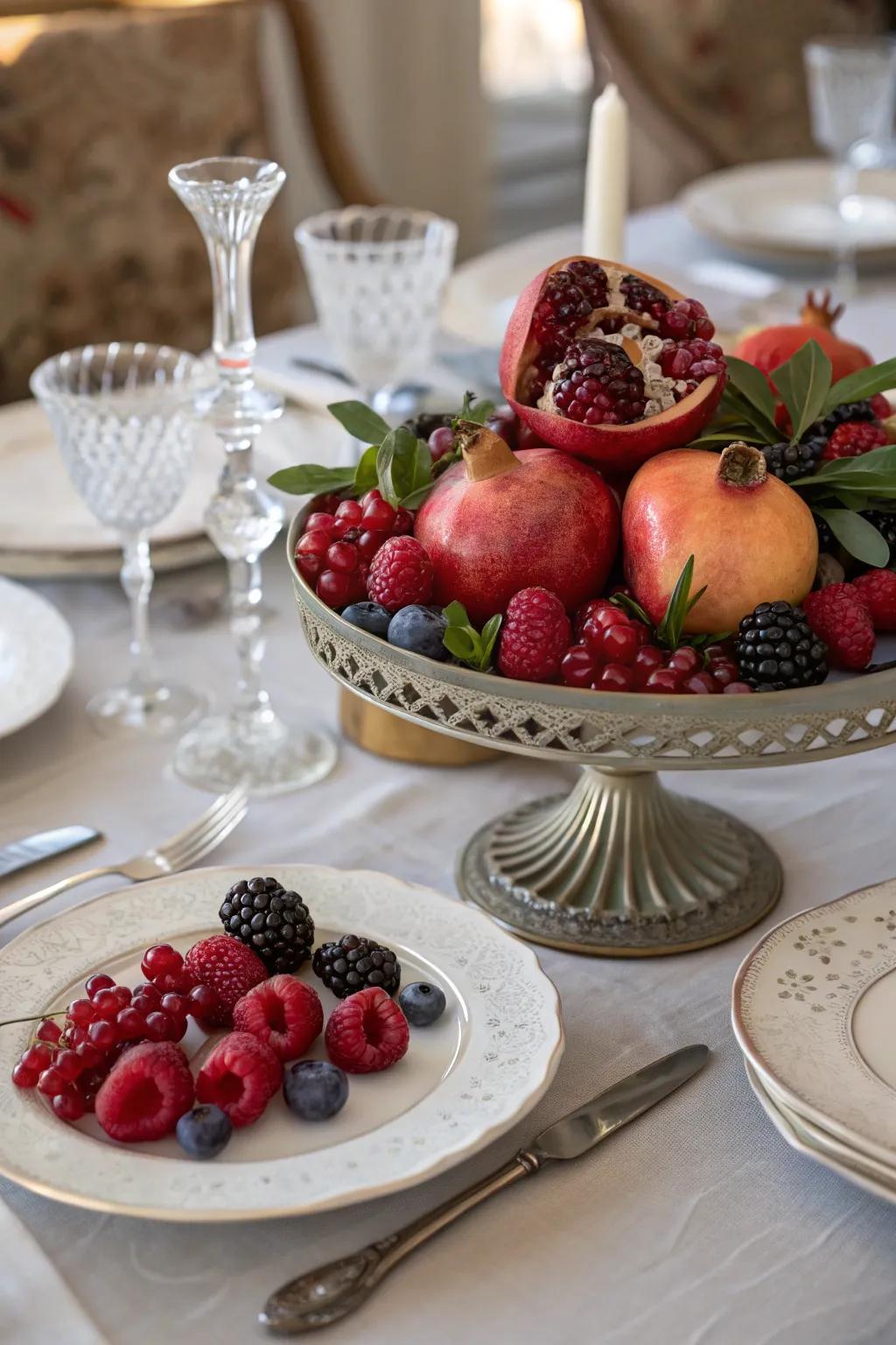 Fresh fruits add color and freshness to the table.