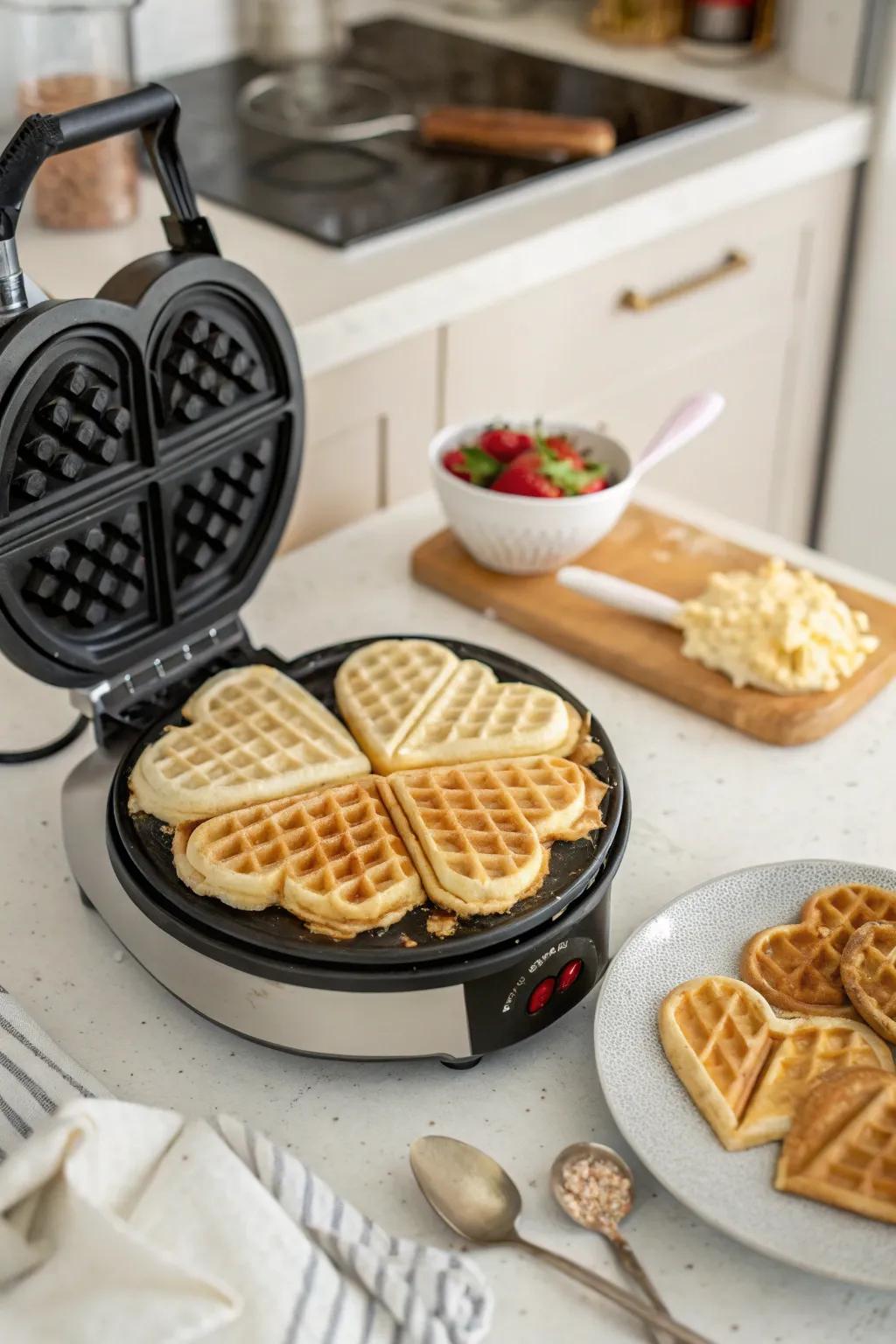 A playful waffle maker for a special breakfast