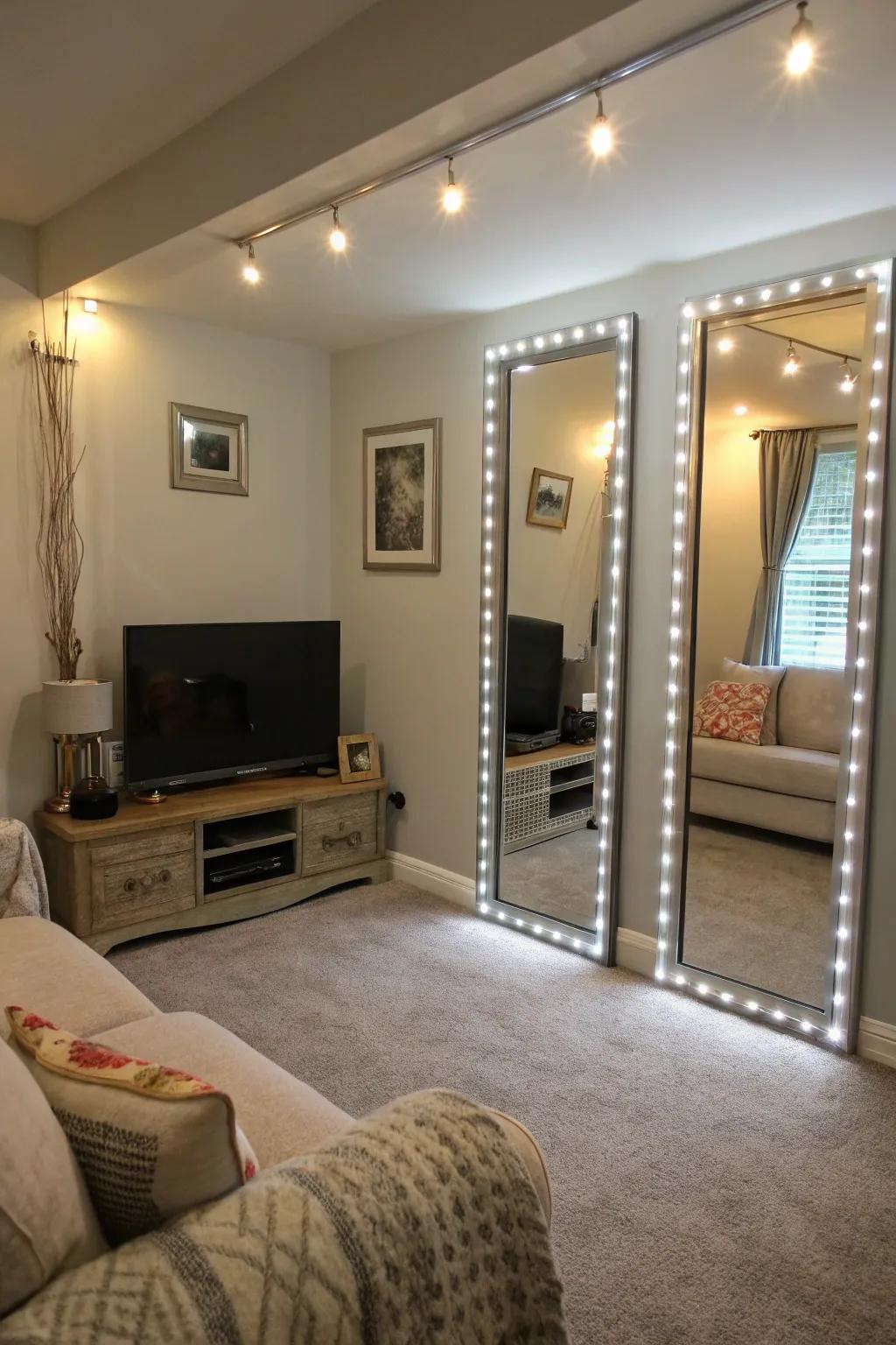 Mirrors create the illusion of a larger, brighter space