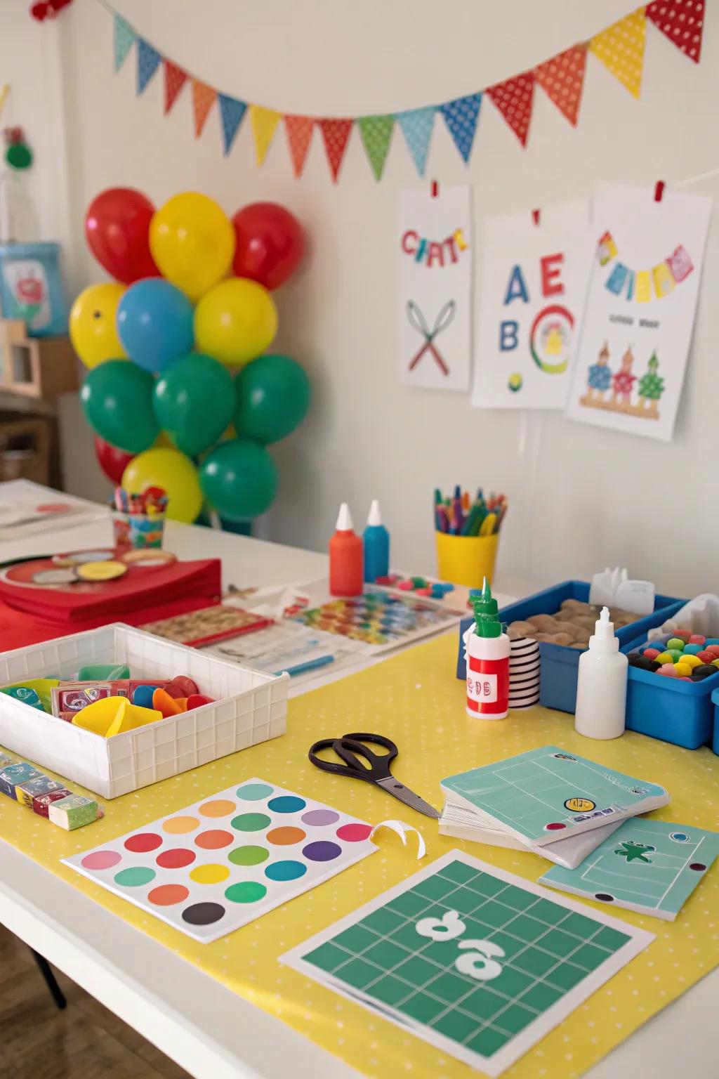 A craft station encourages creativity and engagement.