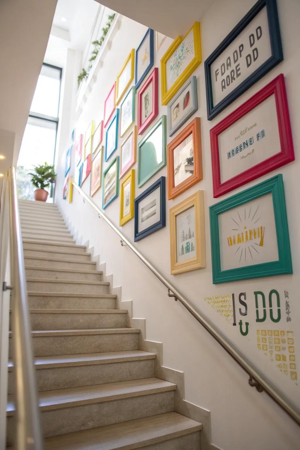 Motivational quotes can inspire positivity on your staircase wall.