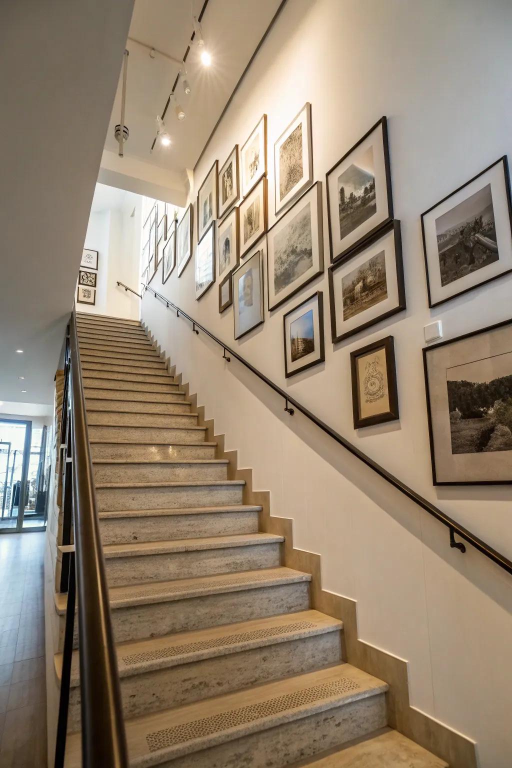 A staircase gallery aligned with the stairs.