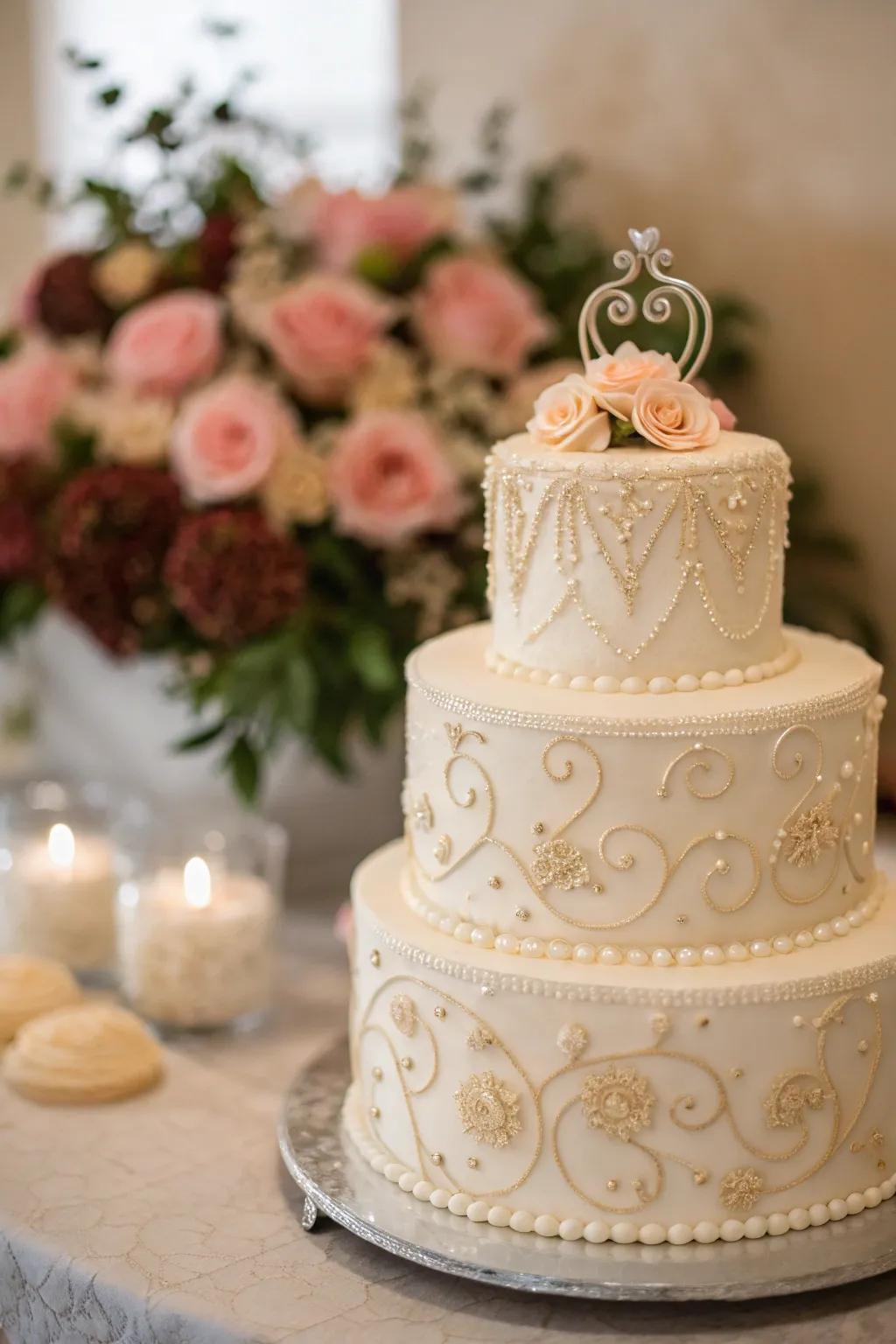 A small but elegant wedding cake that makes a big statement.