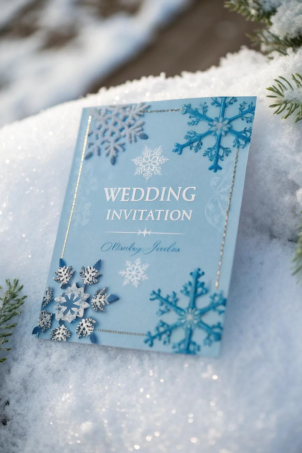 Seasonal wedding invitation capturing the essence of winter.