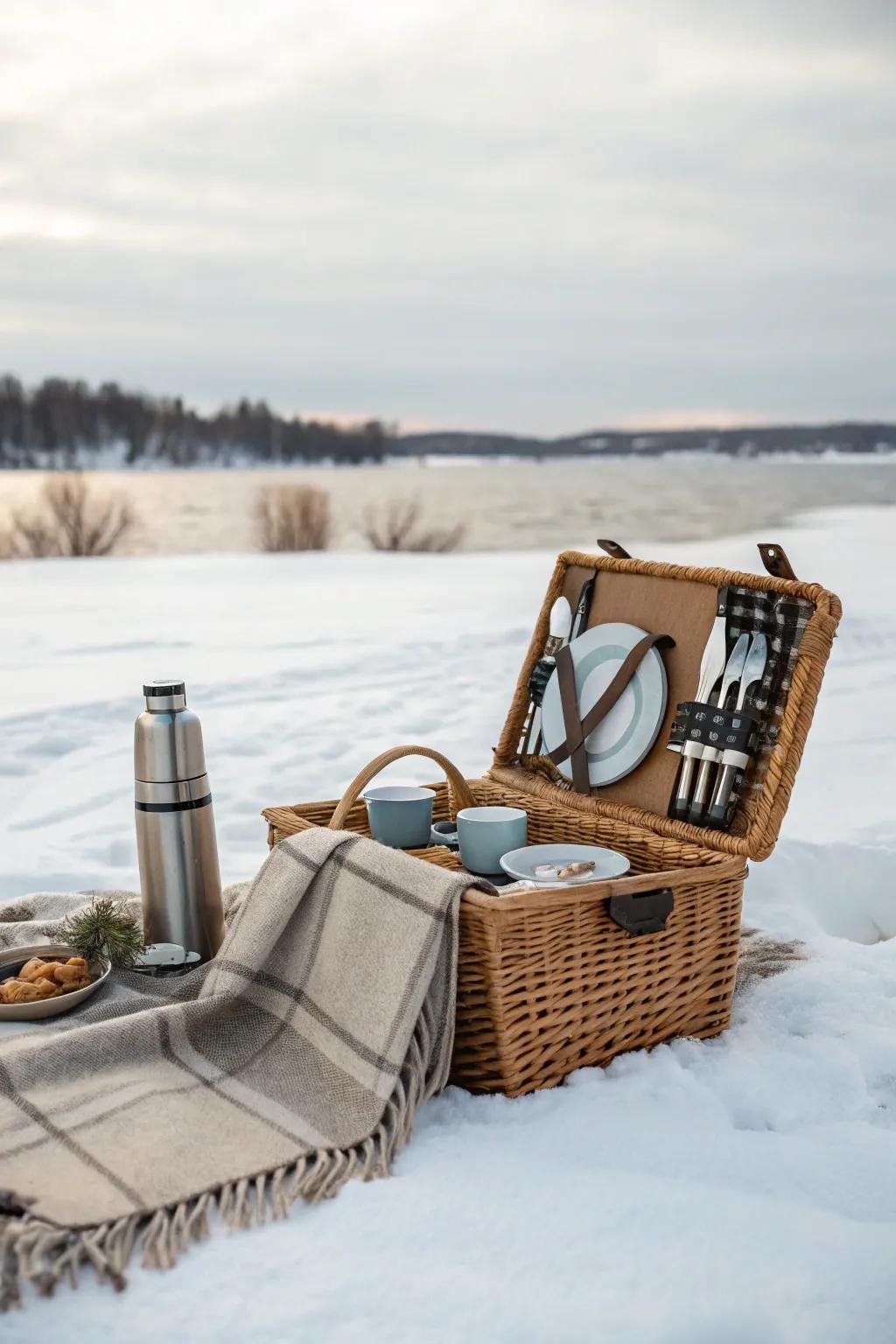 A stylish picnic basket keeps your essentials organized.