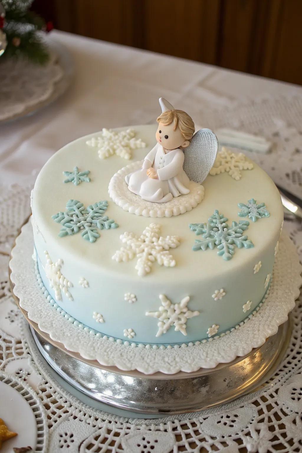 Celebrate baby's first snow with this heartwarming cake.