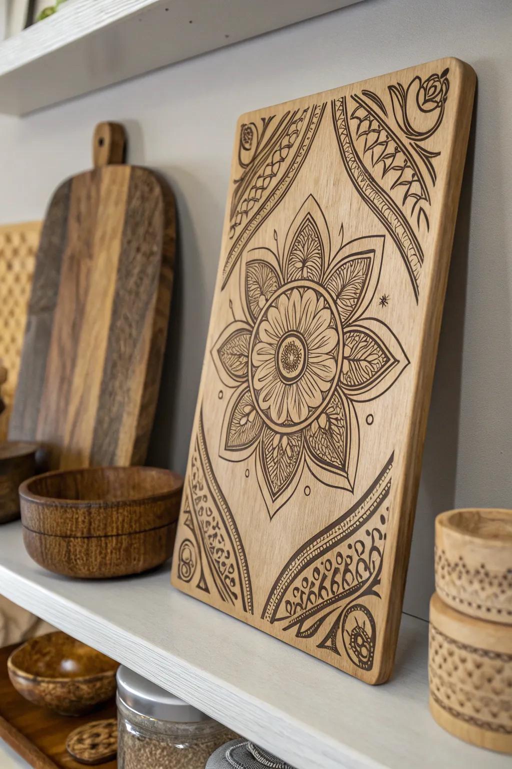 Explore the interplay of texture and detail with woodburning art.