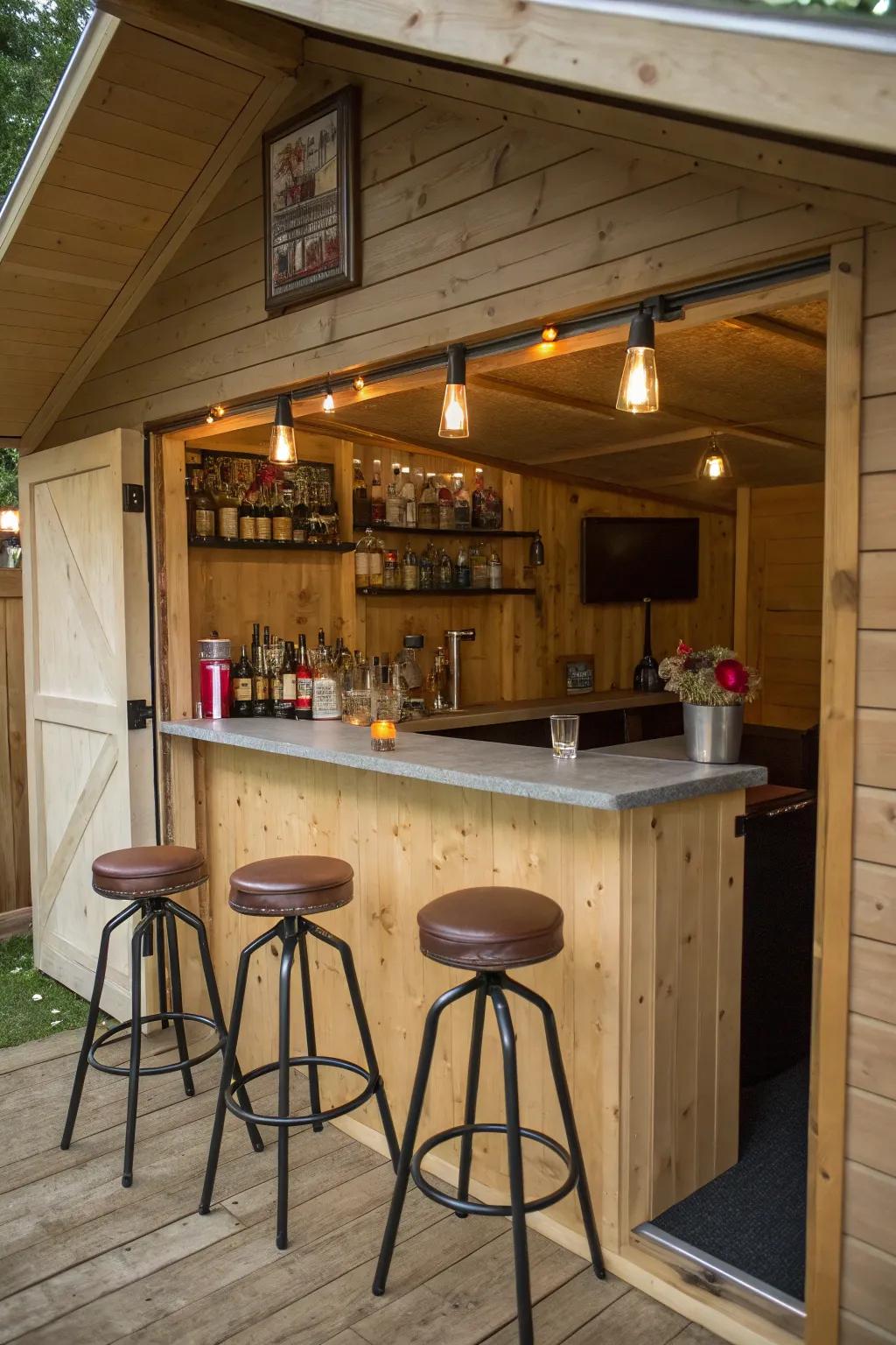 Host unforgettable gatherings with a shed bar setup.