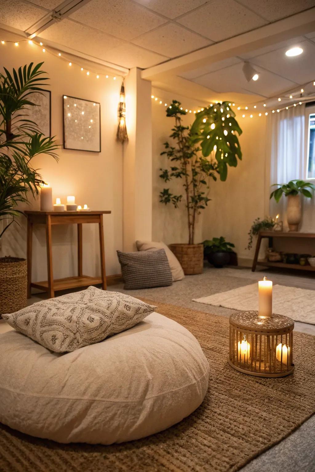 Find peace and mindfulness in a serene meditation space.