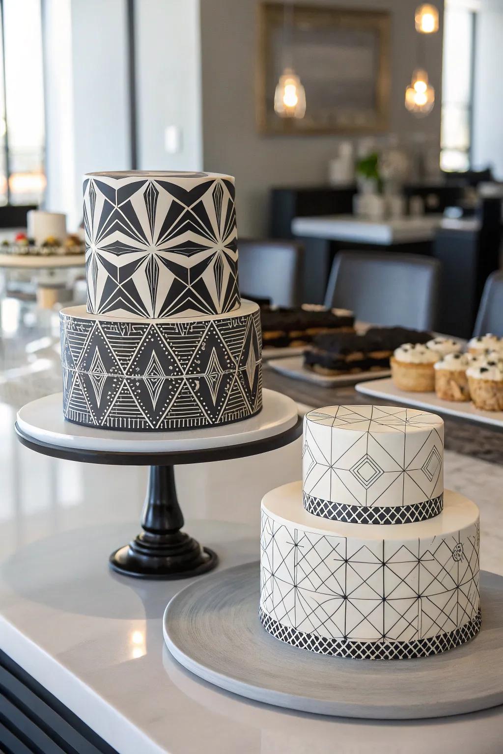 A geometric illusions cake offers a fascinating visual experience.