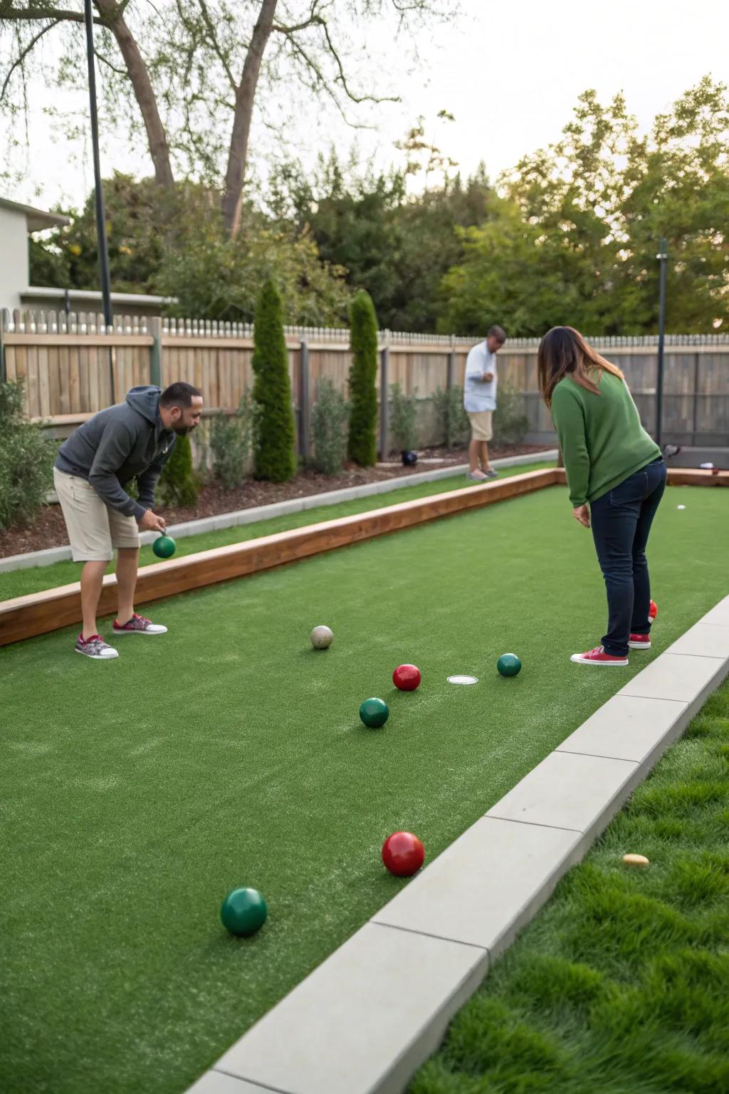 Bring fun and games to your backyard with a bocce ball court.