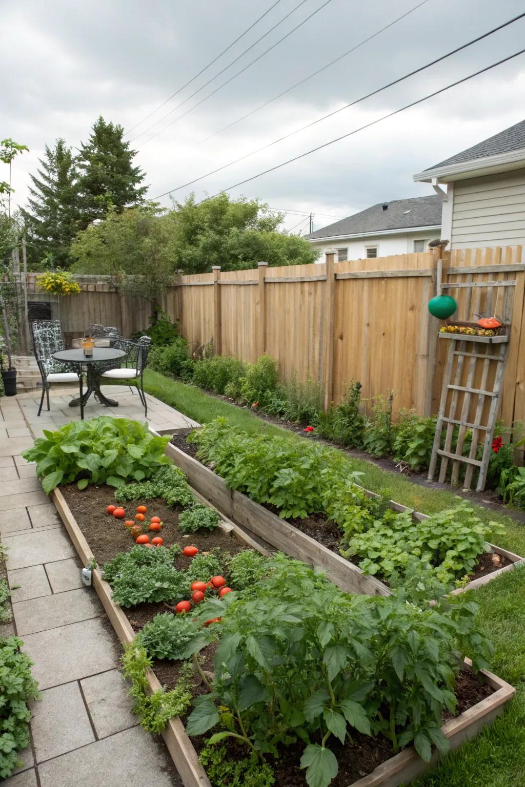 A herb or vegetable garden adds freshness and utility.