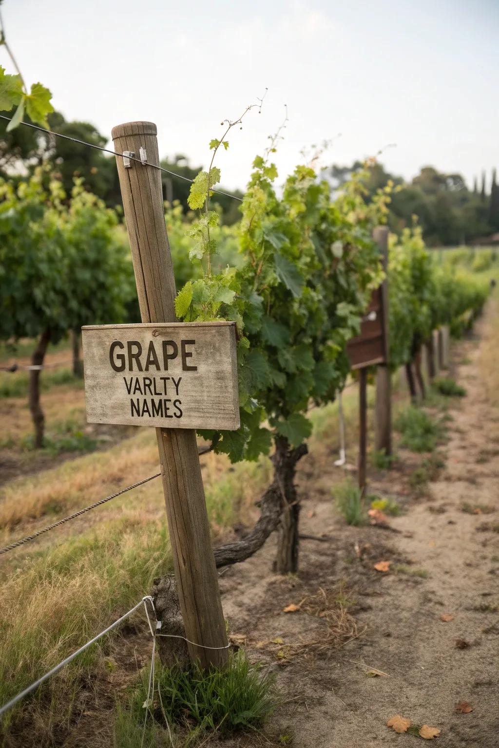 Add character with handcrafted vineyard signage.