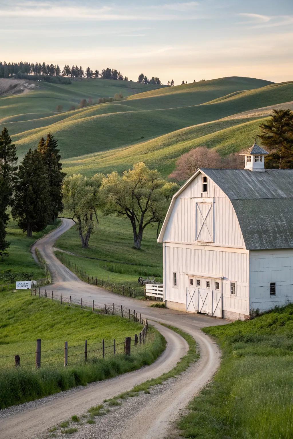 A barn graced with stucco siding, blending sophistication with simplicity.