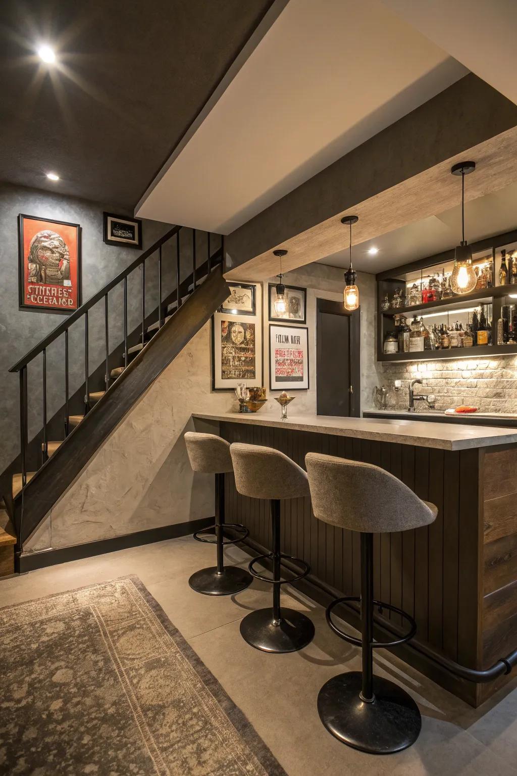 Make the most of your space with an under-the-stairs bar.