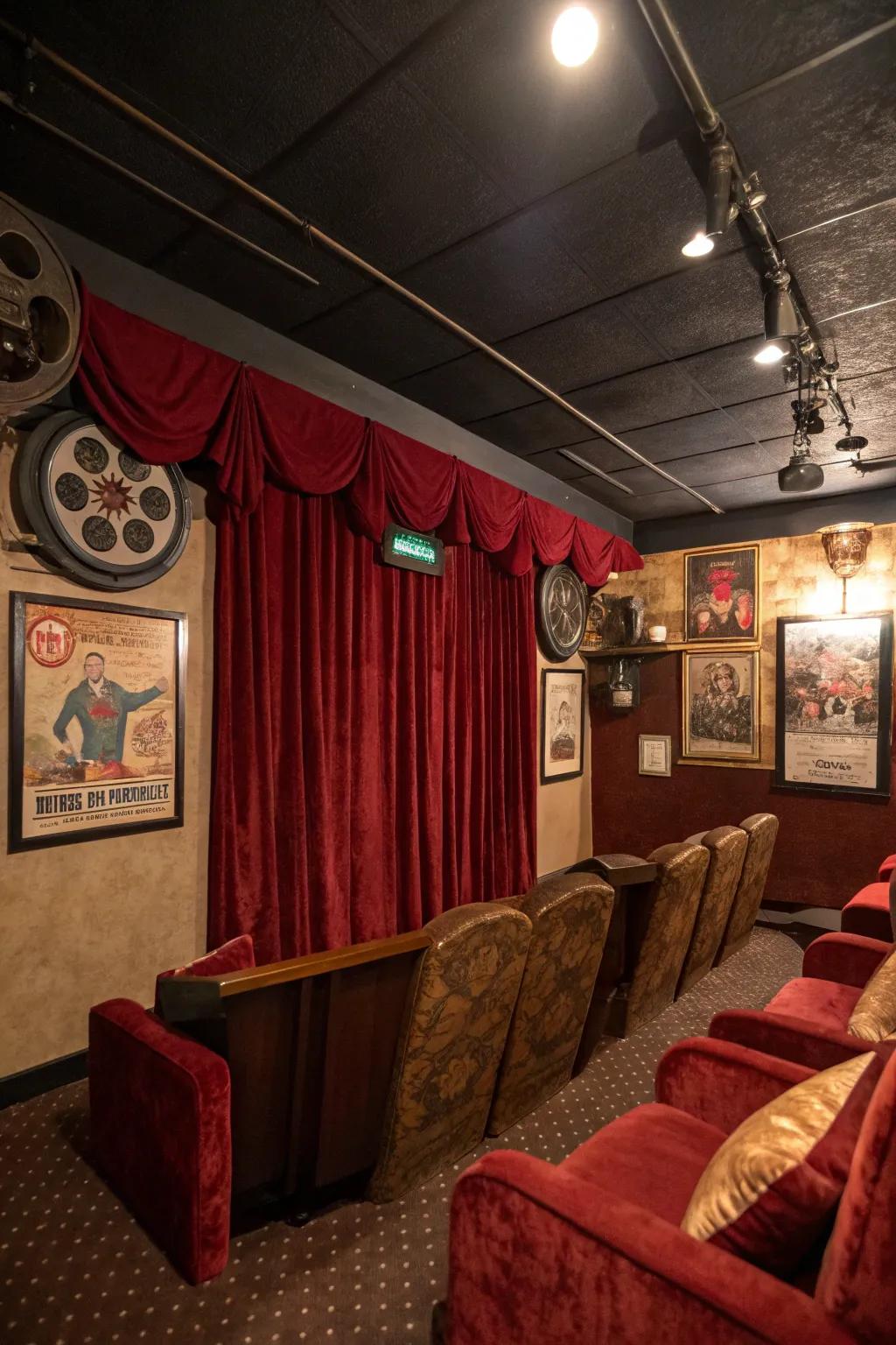 A vintage vibe adds a nostalgic and charming touch to your home theater.