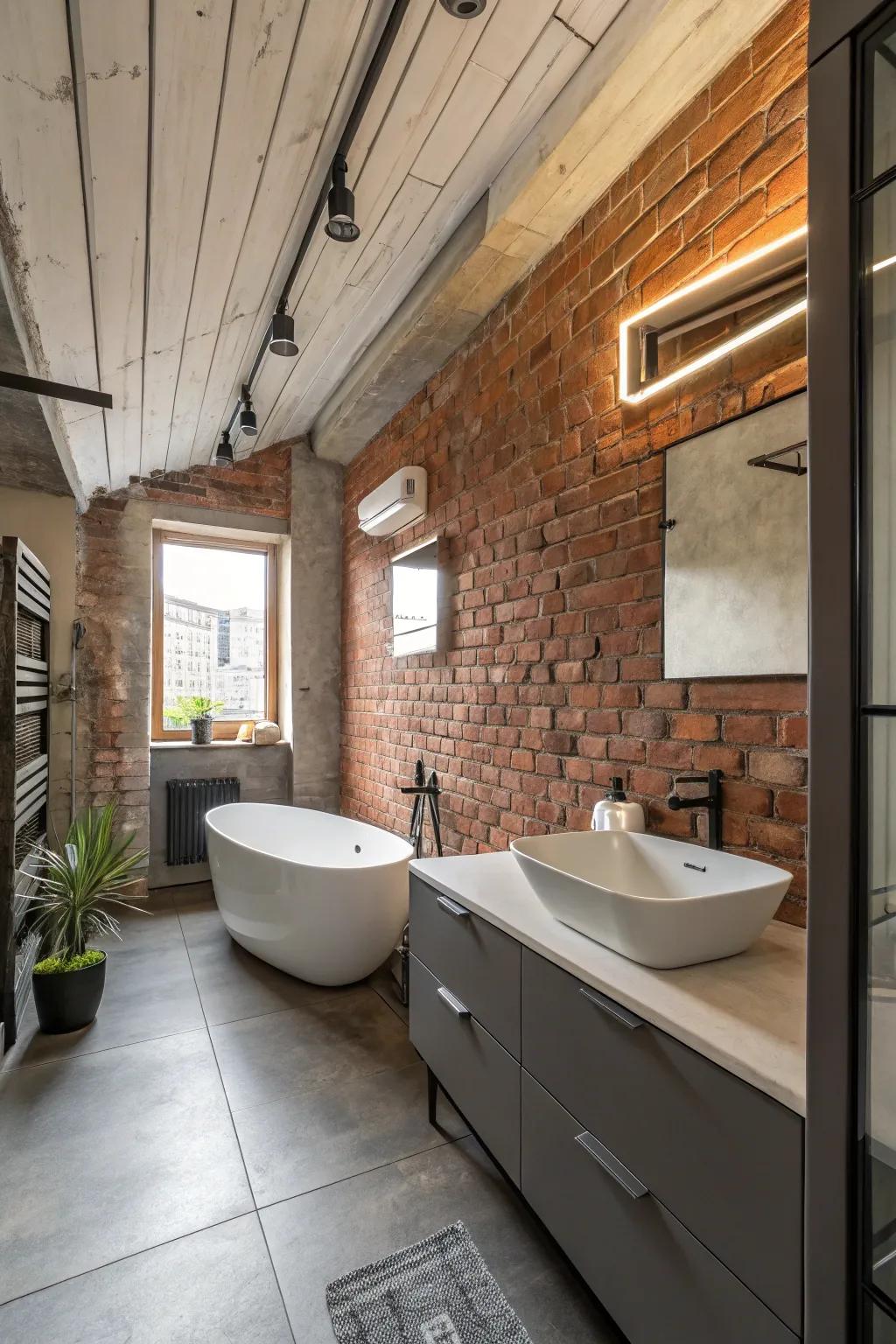 Exposed brick walls add industrial chic and texture.