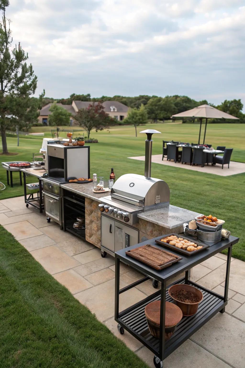 Multi-level grilling for versatile outdoor cooking.