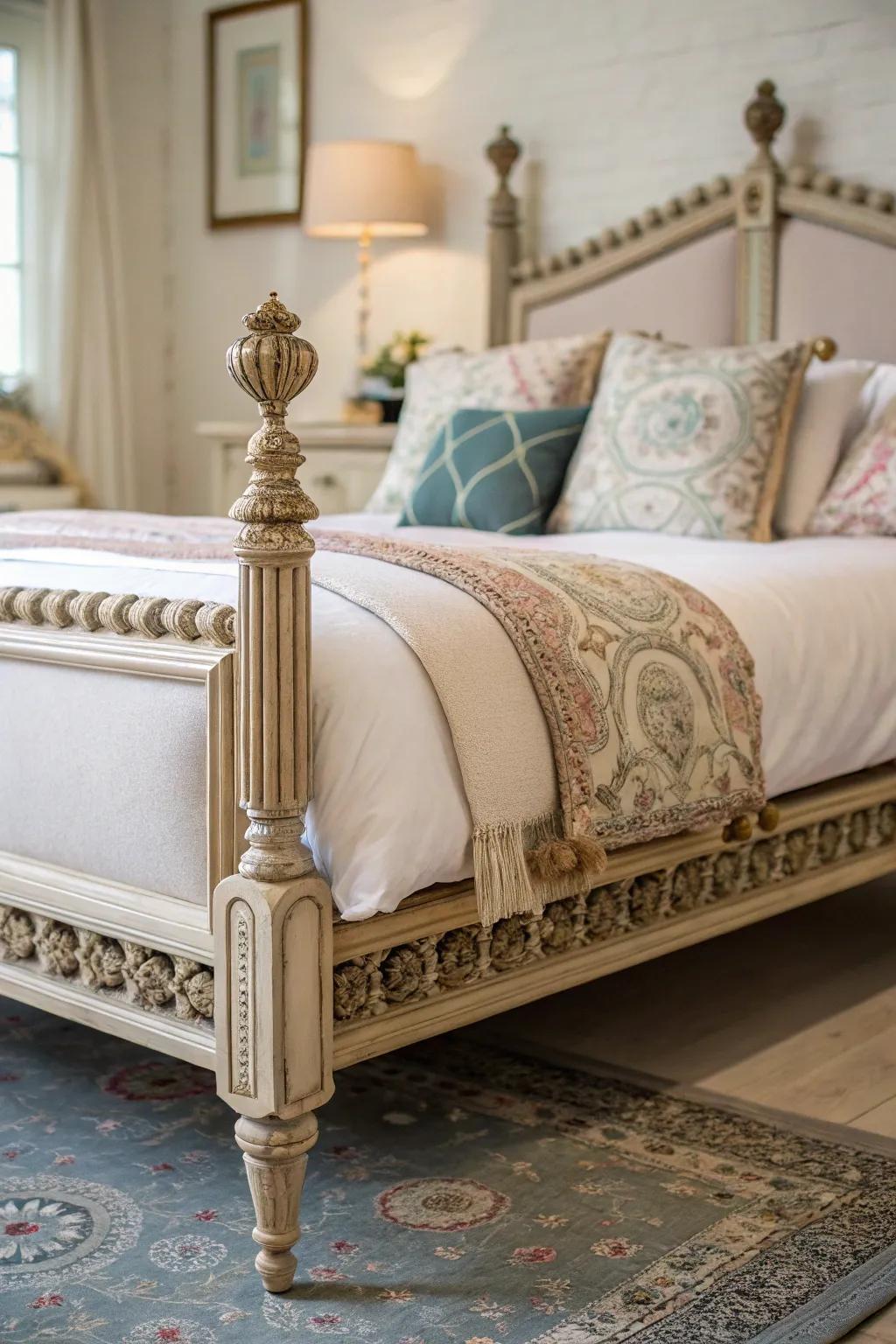 Decorative bed frame legs add character to any bedroom.