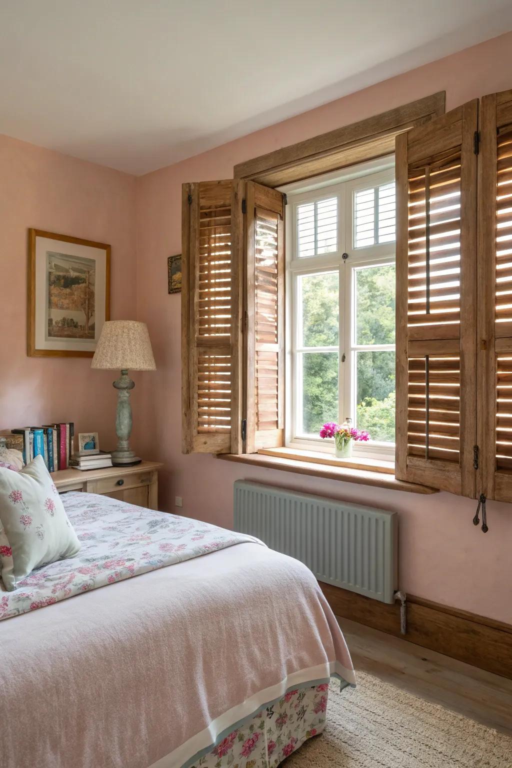 Shutters bring timeless charm to your bedroom.