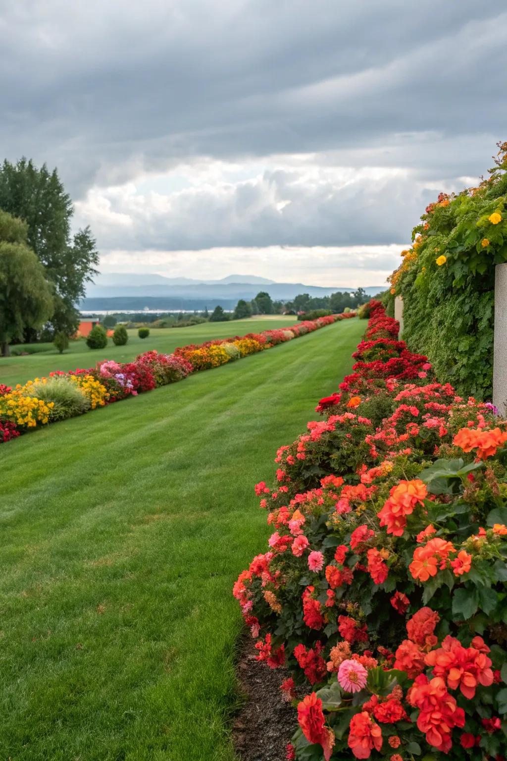 Begonia borders add polish and curb appeal to lawns.