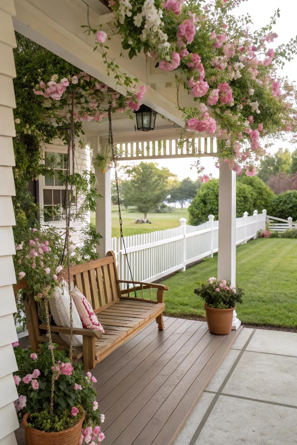 Sweet peas add a fragrant and charming touch to your entrance.